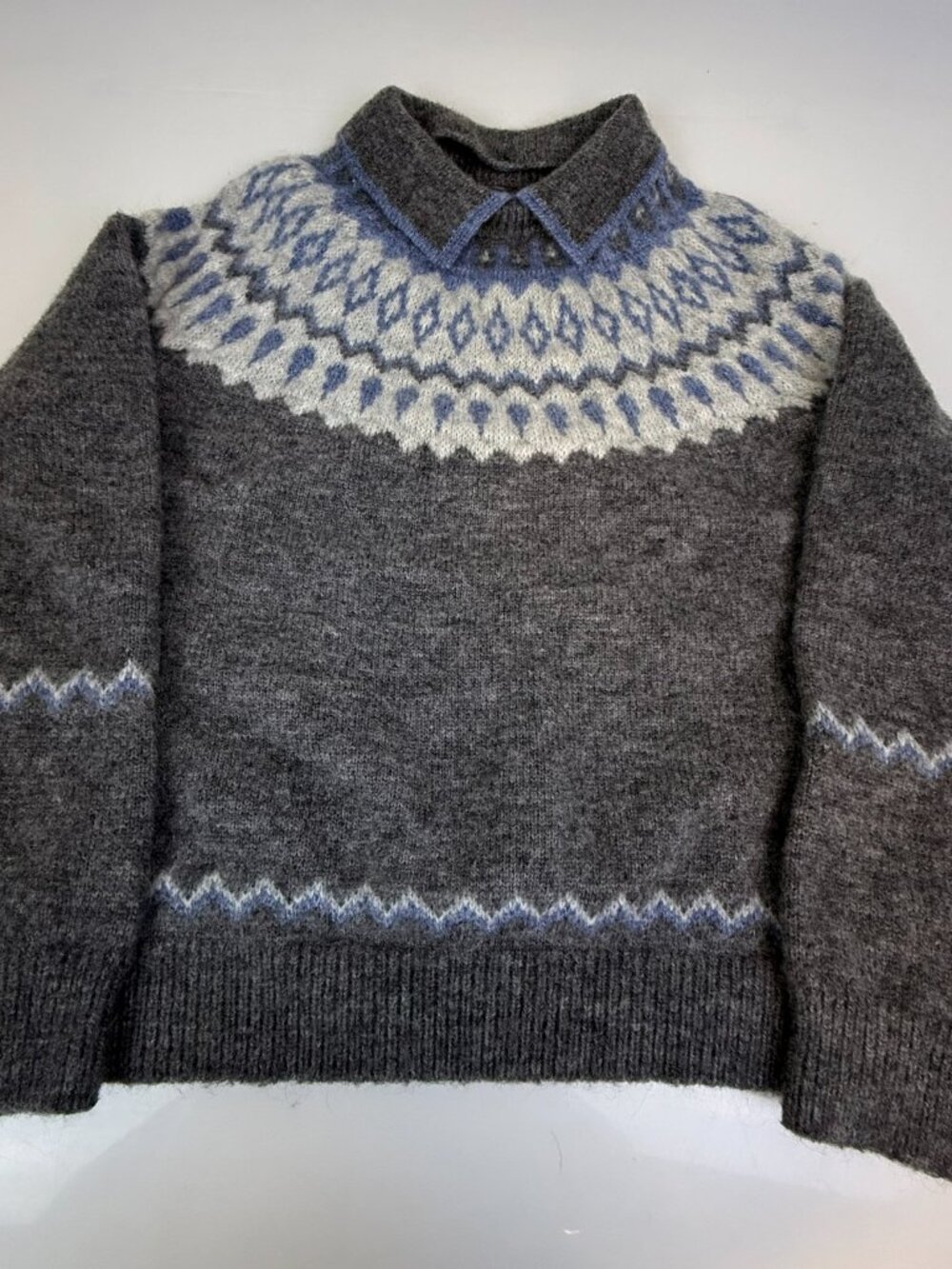 Augmap Grey Wool Knitted Collared Sweater J4-23